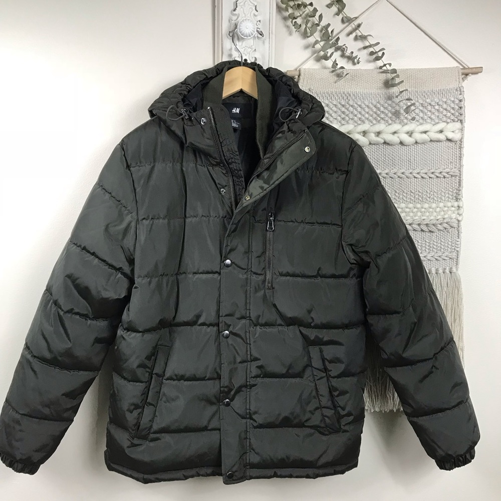 H&M Green Puffer Jacket with Hood